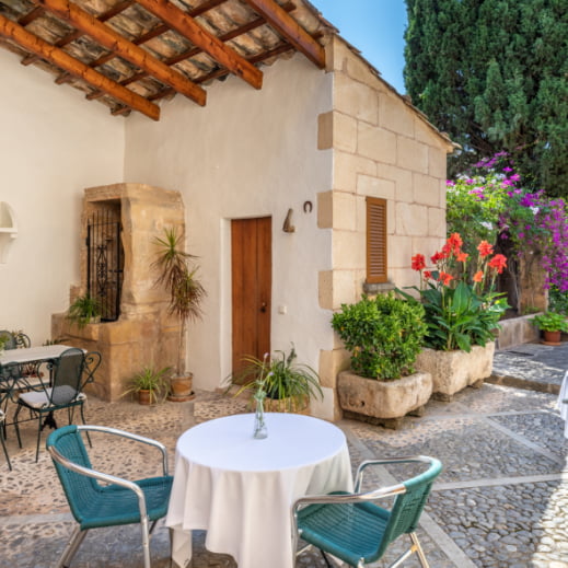 Terrace with inner courtyard at the Can Tem Hotel